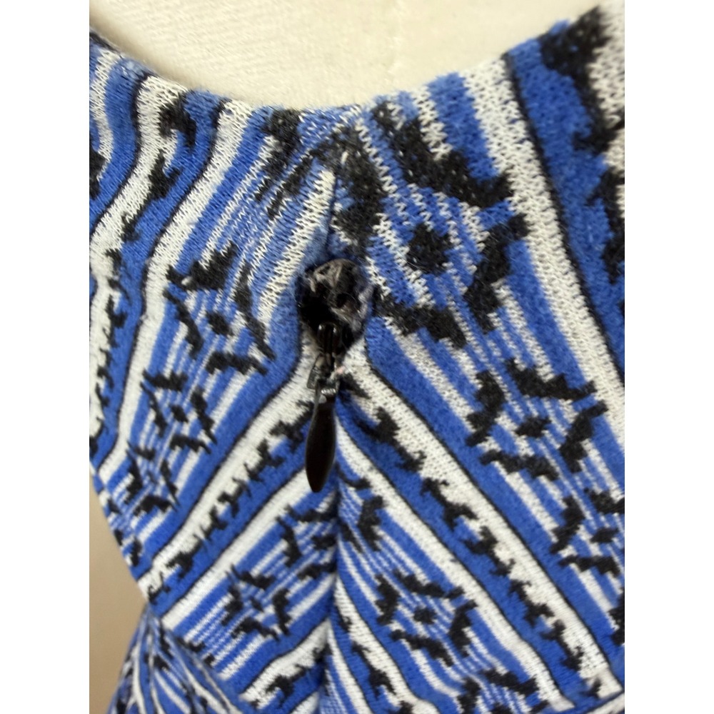 Maeve Anthropologie Fit and Flare‎ Dress Womens 4 Blue Geometric Ikat Sleeveless - Picture 6 of 11